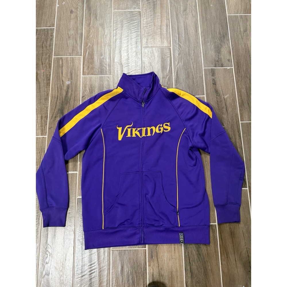 NFL Team Apparel Minnesota Vikings Purple Zip Up Jacket Logo Size L